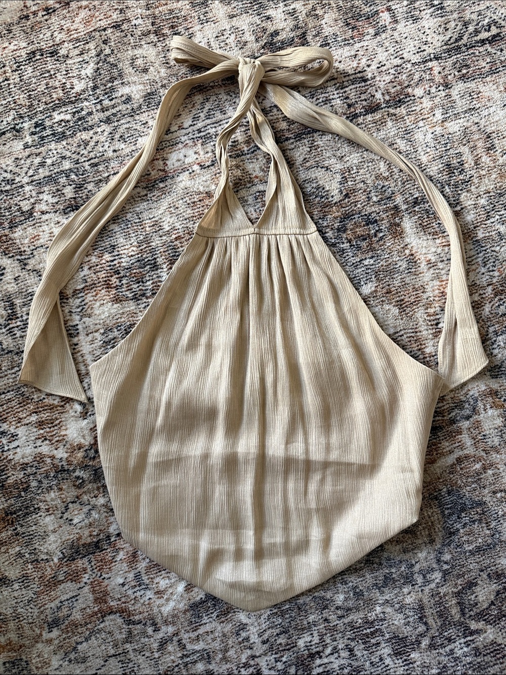Forever 21 Neutral Halter Tie-Back Top in Beige